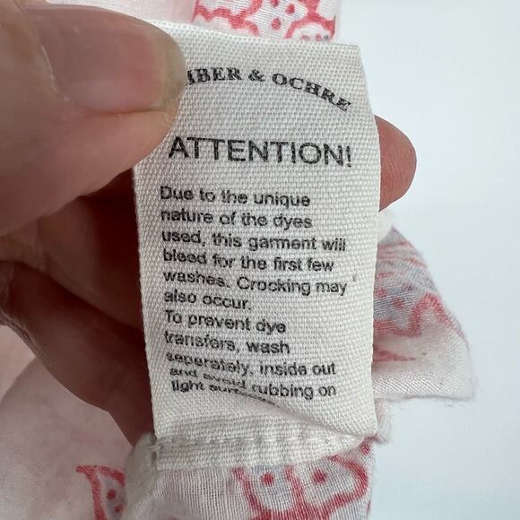 Umber & Ochre Handwoven Cotton Peasant Top Floral Sz XS/S Cream Embroidered Neck - Picture 8 of 8